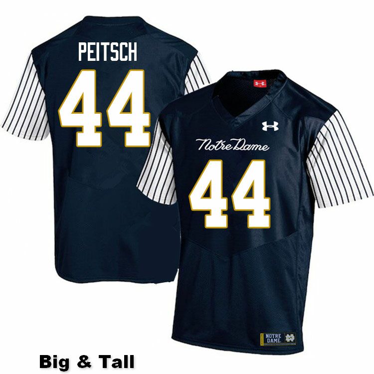 Men's NCAA Notre Dame Fighting Irish #44 Alex Peitsch Stitched College Under Armour Authentic Navy Big & Tall Alternate Football Jersey AG10P80VZ